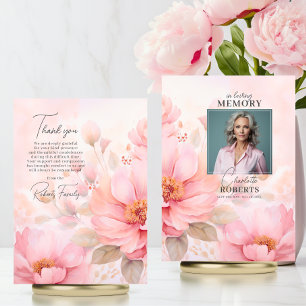 Rozen Roze Sympathie Begrafenis Bedankt   FOTO Kaart