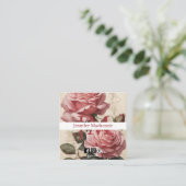 Rozen Roze Vierkante Visitekaartje (Staand voorkant)