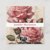 Rozen Roze Vierkante Visitekaartje (Voorkant)
