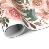 Rozen roze waterverf vrijgezellenfeest bruiloft ca cadeaupapier (Rol Hoek)