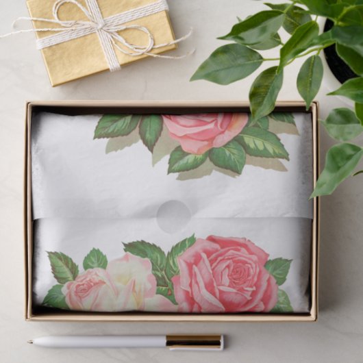 Rozen Roze witte rode bloem #1 Tissuepapier (Geschenk)