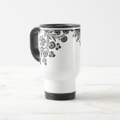 Rozen rozen bloemen, korrelig silhouet reisbeker (Voorkant links)