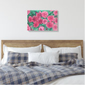 Rozen, Rozen bloemen, tuinbouwschets Canvas Afdruk (Insitu (Slaapkamer))