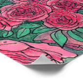 Rozen, Rozen bloemen, tuinbouwschets Poster (Hoek)