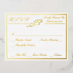 Rozen, RSVP Gold White Wedding Folie Uitnodiging Briefkaart