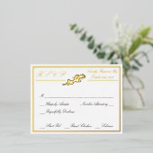 Rozen, RSVP Gold White Wedding Folie Uitnodiging Briefkaart (Staand Voorkant)