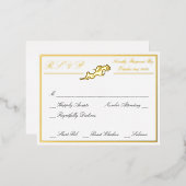 Rozen, RSVP Gold White Wedding Folie Uitnodiging Briefkaart (Voorkant / Achterkant)
