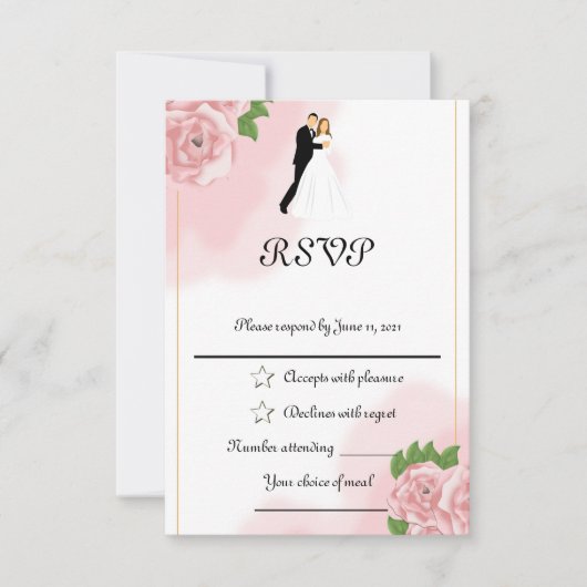 Rozen RSVP Kaartje (Voorkant)