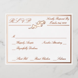 Rozen, RSVP Roos Gold White Wedding RSVP Folie Uitnodiging Briefkaart