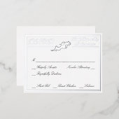 Rozen, RSVP-zilver met witte bruiloft Folie Uitnodiging Briefkaart (Voorkant / Achterkant)