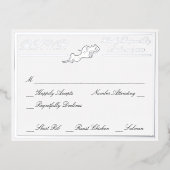 Rozen, RSVP-zilver met witte bruiloft Folie Uitnodiging Briefkaart (Voorkant)