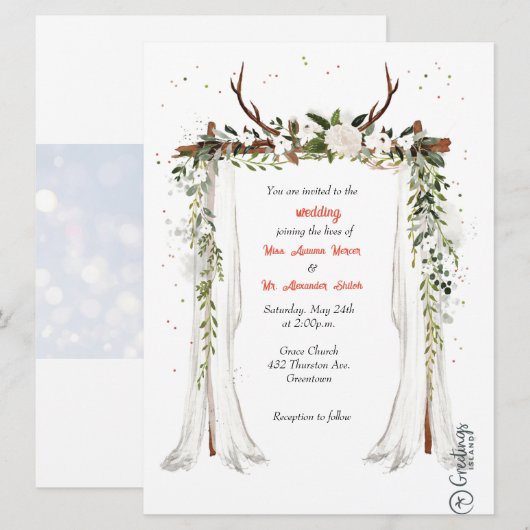 Rozen Rustic Wood Licht Greenery White Rose Flora (Voorkant / Achterkant)