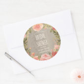  Rozen & Rustiek Hout | Bloemen Vrijgezellenfeest Ronde Sticker (Envelop)