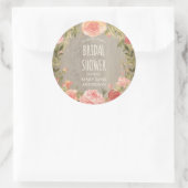  Rozen & Rustiek Hout | Bloemen Vrijgezellenfeest Ronde Sticker (Tas)