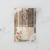Rozen rustiek hout en kant bedankkaart (Binnen)