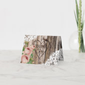 Rozen rustiek hout en kant bedankkaart (Voorkant)