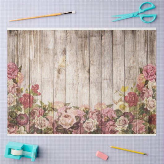 Rozen Rustisch hout - Ontvlechting Tissuepapier (Craft)