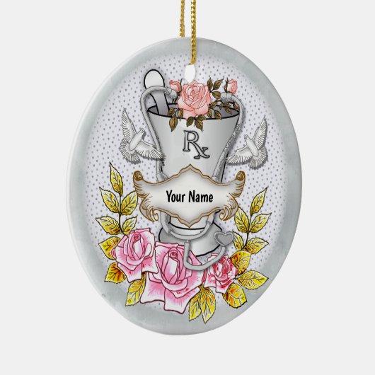 Rozen RX Mortar Pestle Keramisch Ornament (Rechts)