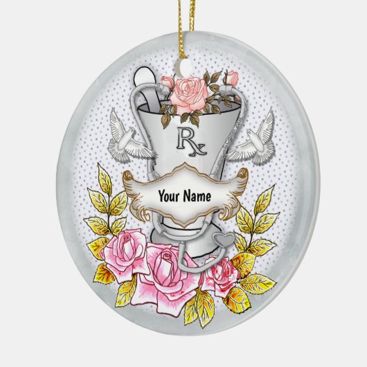 Rozen RX Mortar Pestle Keramisch Ornament (Links)