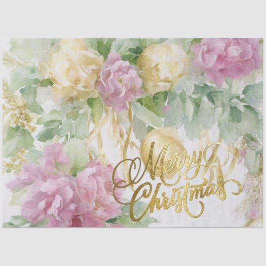 Rozen Satijn Lint Evergreen Mauve Cream Christmas Tissuepapier (Voorkant)