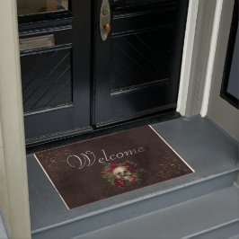 Rozen & schedel Gothic Distress Welcome Deurmat