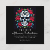 Rozen schedel tattoo Nazorg Instructies Stijlvol Vierkante Visitekaartje (Voorkant)