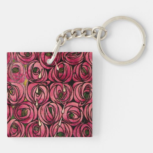 Rozen, schilderij door Charles Mackintosh Sleutelhanger (Achterkant)