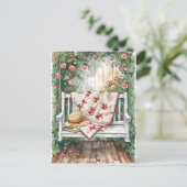 Rozen schommel met Quilt Charm Briefkaart (Staand voorkant)