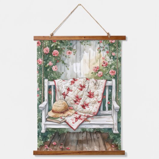 Rozen schommel met Quilt Charm Hangend Wandkleed (Voorkant)