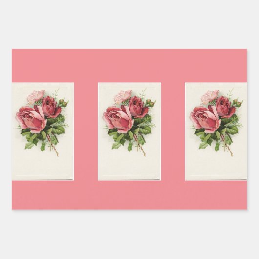  Rozen set van 3 Design Inpakpapier Vel (Voorkant 2)