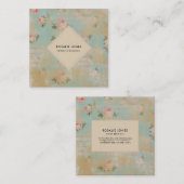  Rozen Shabby Chic Floral Vierkante Visitekaartje (Voorkant / Achterkant)