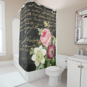  Rozen Shabby Chic met Golden Script  Douchegordijn (In situ)