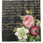 Rozen Shabby Chic met Golden Script  Douchegordijn (Voorkant)