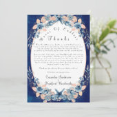 Rozen Shell Waterverf Chic Beach Navy Wedding Bedankkaart (Staand voorkant)