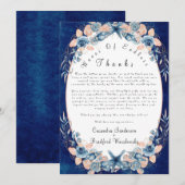 Rozen Shell Waterverf Chic Beach Navy Wedding Bedankkaart (Voorkant / Achterkant)