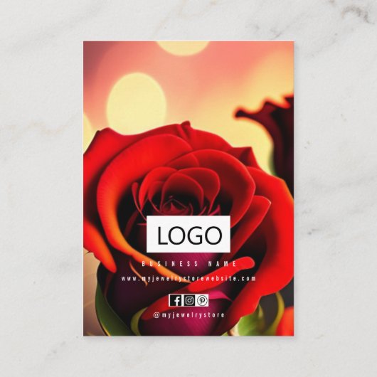 Rozen Sieraden Oorbellen Ketting Display Kaart Visitekaartje (Achterkant)