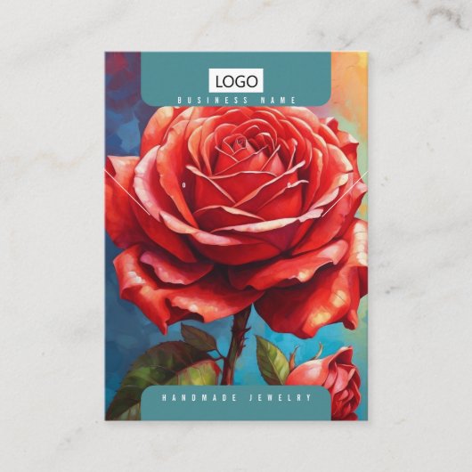 Rozen Sieraden Oorbellen Ketting Display Kaart Visitekaartje (Voorkant)