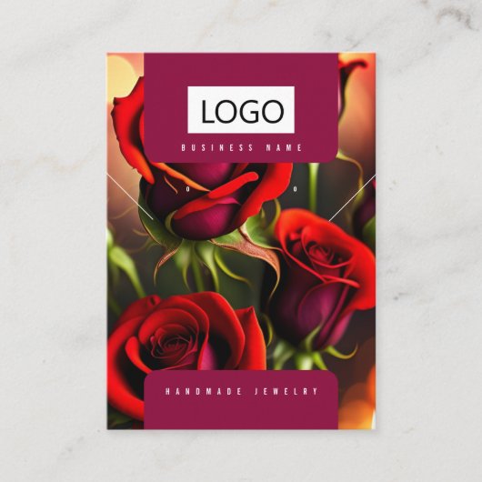 Rozen Sieraden Oorbellen Ketting Display Kaart Visitekaartje (Voorkant)