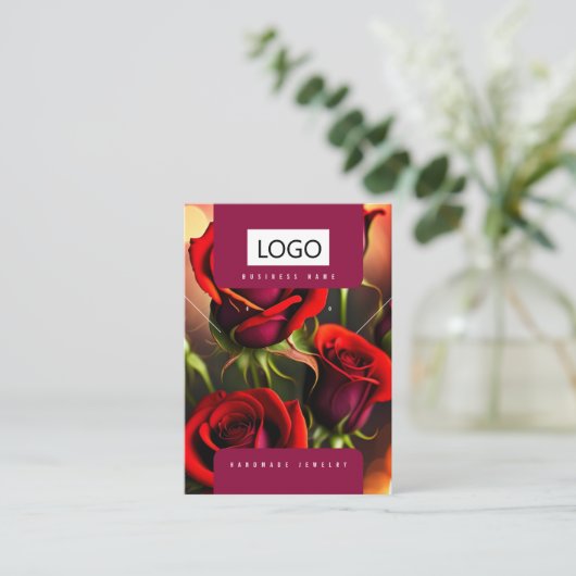 Rozen Sieraden Oorbellen Ketting Display Kaart Visitekaartje (Staand voorkant)