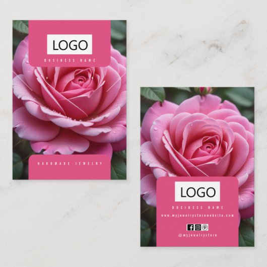 Rozen Sieraden Oorbellen Ketting Display Kaart Visitekaartje (Voorkant / Achterkant)