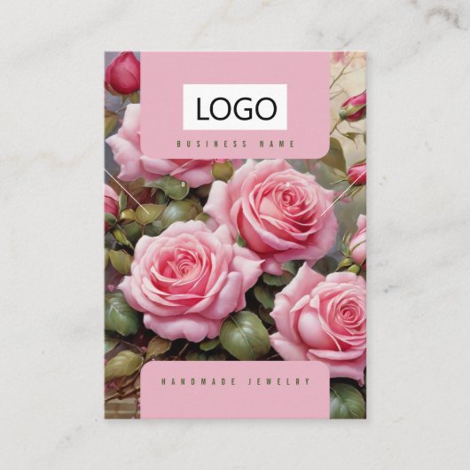 Rozen Sieraden Oorbellen Ketting Display Kaart Visitekaartje (Voorkant)