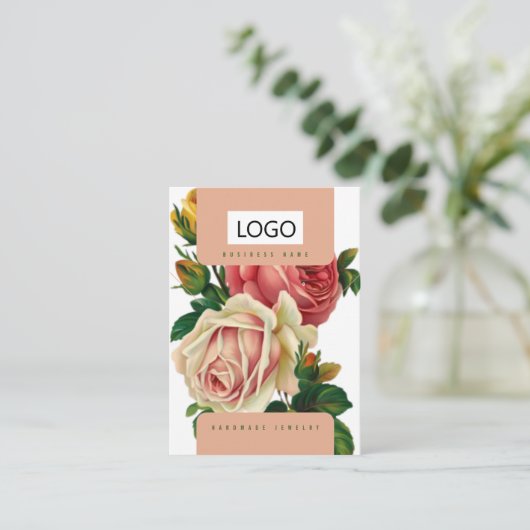 Rozen Sieraden Oorbellen Ketting Display Kaart Visitekaartje (Staand voorkant)