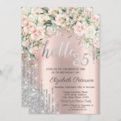 Rozen Silver Glitter Drips Roos Gold 35e Verjaarda Kaart (Voorkant / Achterkant)