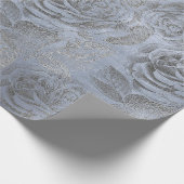 Rozen Silver Grey Floral Blue Pastel Velvet Cadeaupapier (Hoek)
