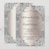 Rozen Silver Sparkle Diamonds Ivoor Pensioen Kaart (Voorkant / Achterkant)