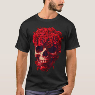 Rozen Skelet Schedel Bloem Natuur Tuinieren T-shirt