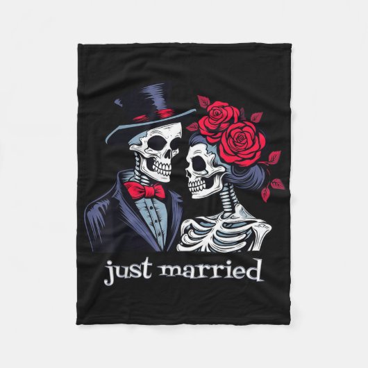 Rozen Skeleton Bride & amp; Groom, net getrouwd me Fleece Deken (Voorkant)