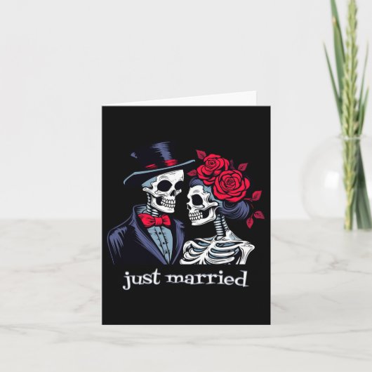 Rozen Skeleton Bride en Groom Skeleton Halloween Kaart (Voorkant)