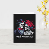 Rozen Skeleton Bride en Groom Skeleton Halloween Kaart (Gele Bloem)