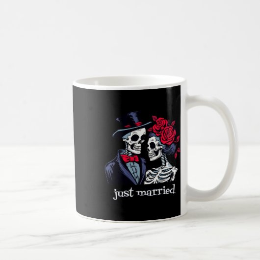 Rozen Skeleton Bride en Groom Skeleton Halloween Koffiemok (Rechts)